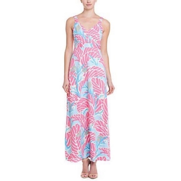 J MCLAUGHLIN Karla Catalina Blue Pink Maxi Dress Size Small - Picture 1 of 8